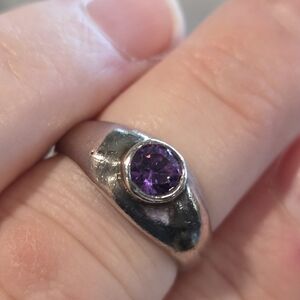 Elegant Silver Ring with Purple Gemstone